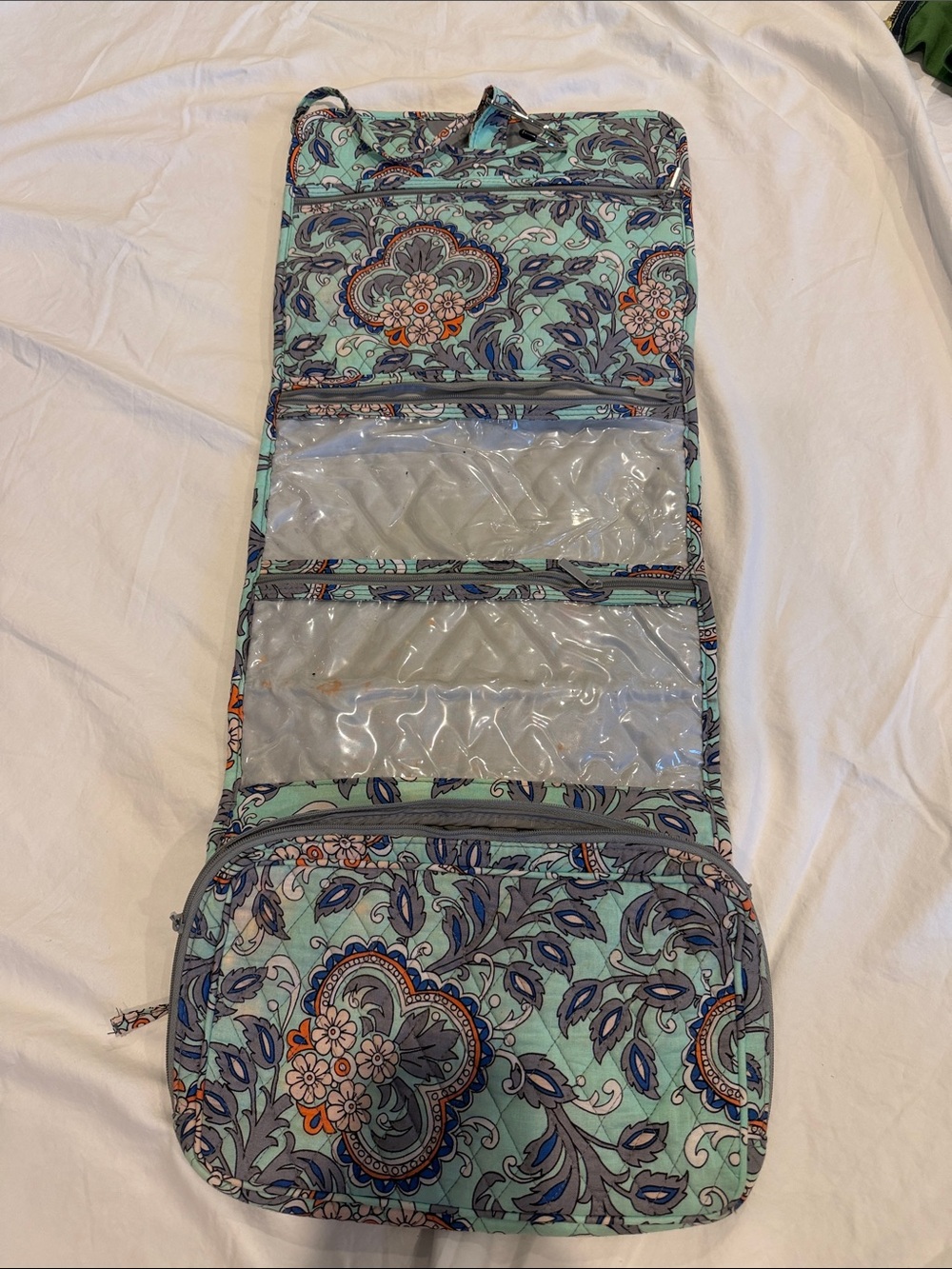Vera Bradley Retired Fan Flowers Travel Cosmetic Organizer - Picture 3 of 4